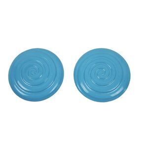 Vintage Mod Robin Egg Blue Enamel‎ Metal Button Swirl Round Clip On Earrings